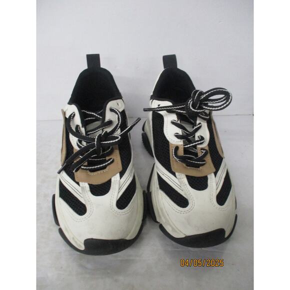 USED Steve Madden Women's Possession Chunky Lace-up Sneakers ,Black/Tan-Size 8 - Picture 3 of 16